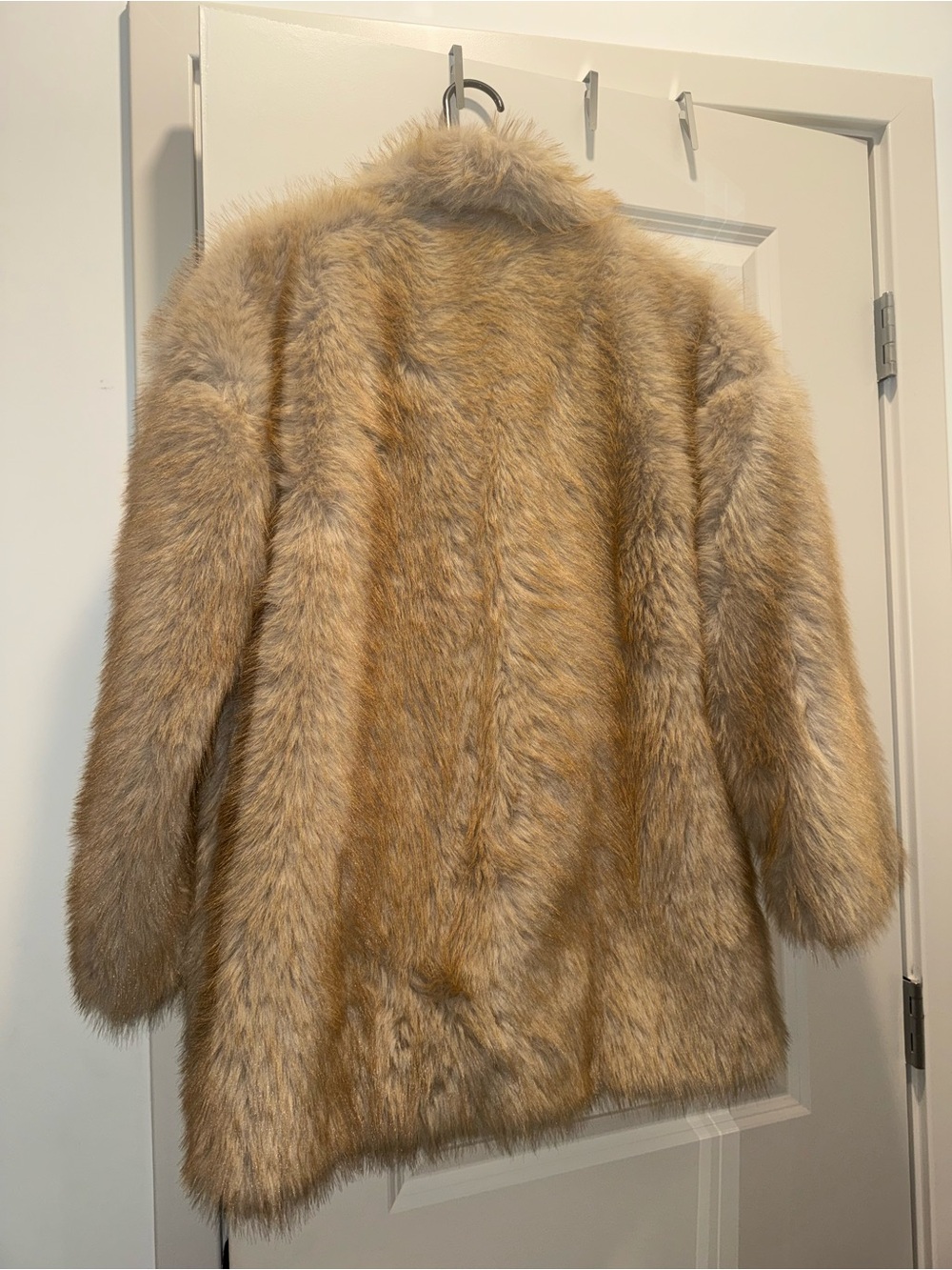 Faux Fur Coat in Camel - Women's Plush Jacket - Picture 4 of 7